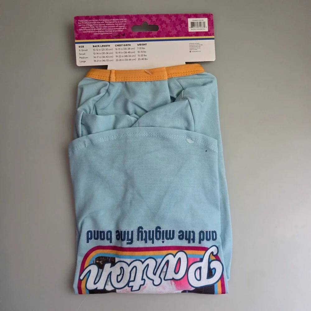 Doggy Parton Blue Dolly and the Mighty Fine Band Pet T-Shirt Size Large NEW